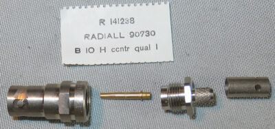 Connector, BNC, Radiall, female, cable mount, crimp